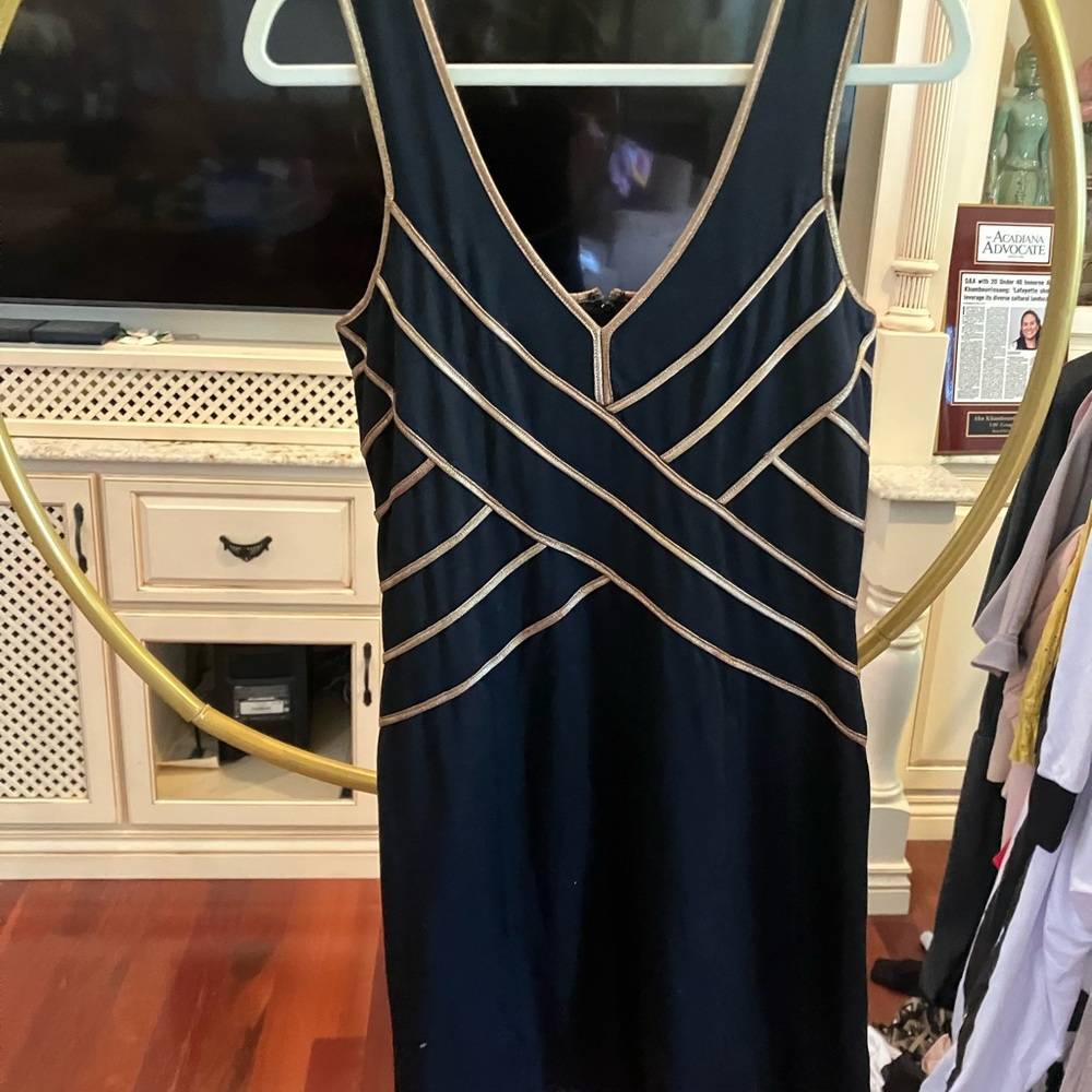 VENUS Black Dress with Gold Trim